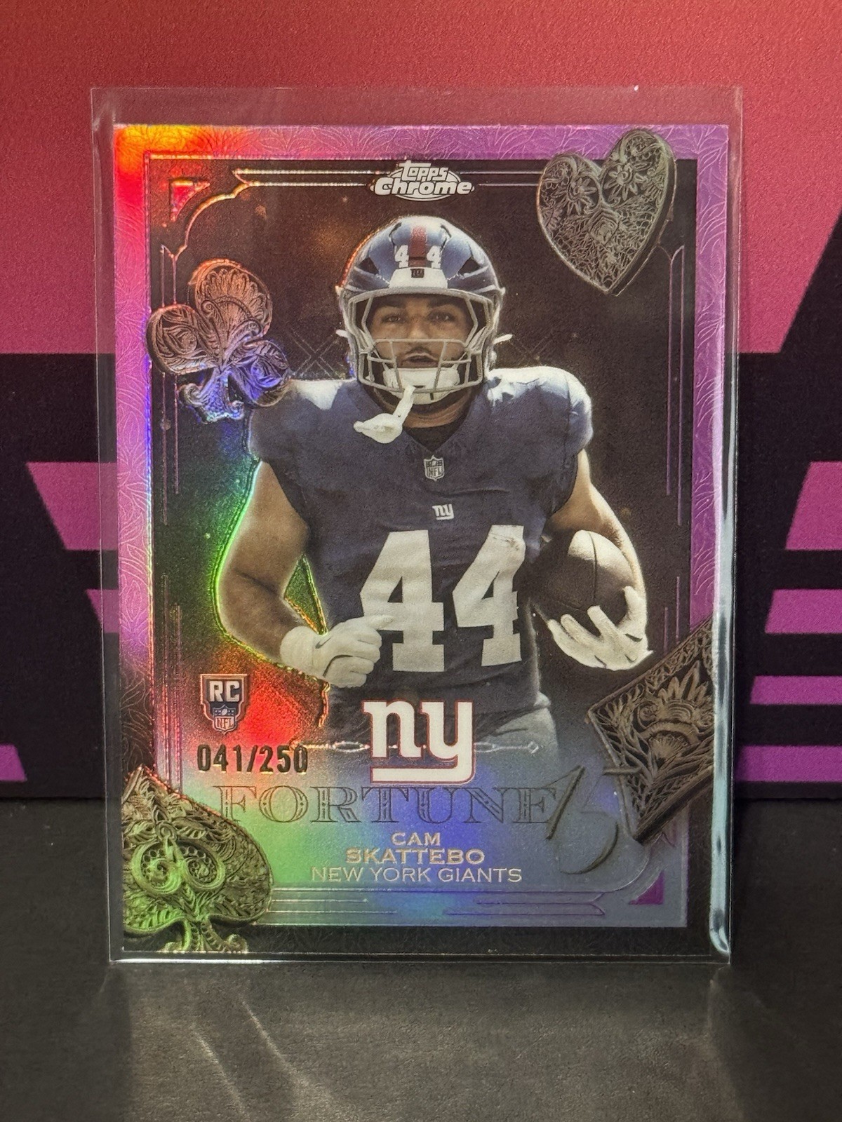 Cam Skattebo Topps Chrome Fortune 15 #27 Pink Refractor