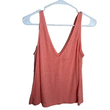 A New Day Tank Top Women's Medium Pink Sleeveless Sheer Linen Blend Shirt