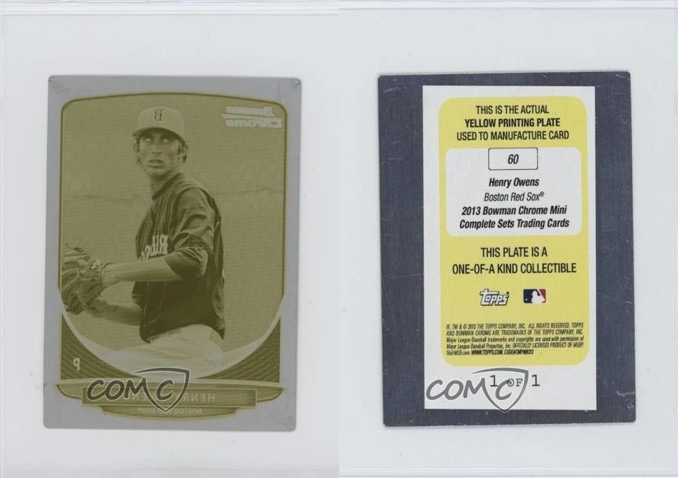 2013 Bowman Chrome Minis Printing Plate Yellow 1/1 Henry Owens #60 0zt1 - Image 3 of 3