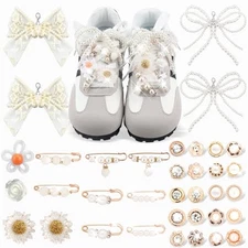 36Pcs Shoe Charms for Sneakers Bow Shoe Lace Charms Junk Sock Ad-36pcs elegant