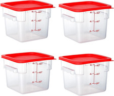 4 Pack Clear Food Storage Containers with Lids and Handles Polycarbonate Square