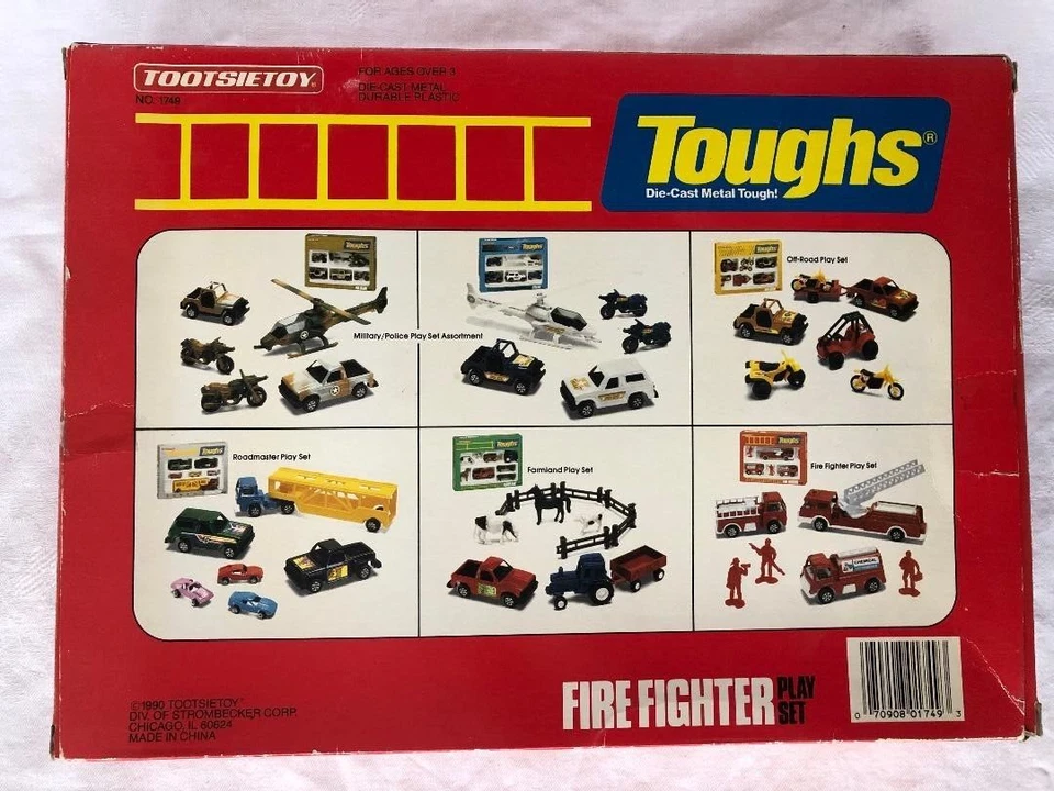 VTG Tootsietoy Tough's Die Cast Metal Fire Fighter Action Set # 1749 1990 - Image 2 of 4