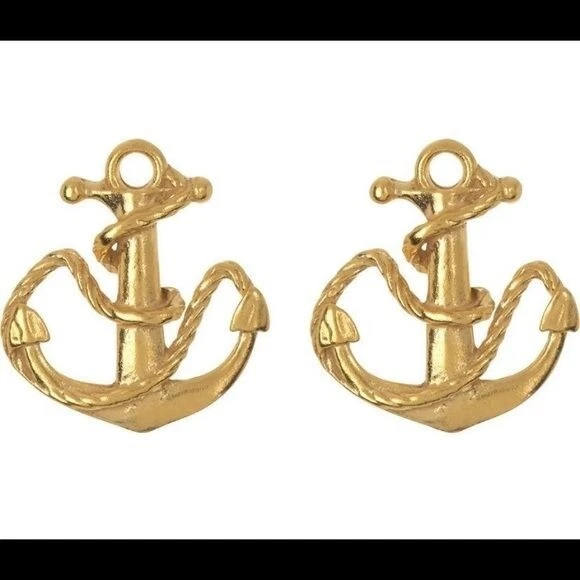 Alex and Ani Gold Anchor Stud Earrings NEW Foto 3 de 4