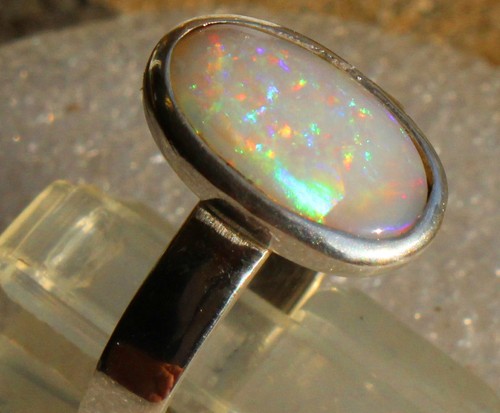 White Multicolor Opal 2 Karat 925er Silberring Größe 18,1 mm - Bild 2 von 12