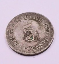 M&uuml;nze Coin 5 Pfennig Kaiserreich Nickel 1894 G sehr sch&ouml;n J&auml;ger 12