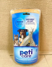 NEW PetiCare  Illuminated LED Light Pet Dog Cat Nail Clipper Magnifer