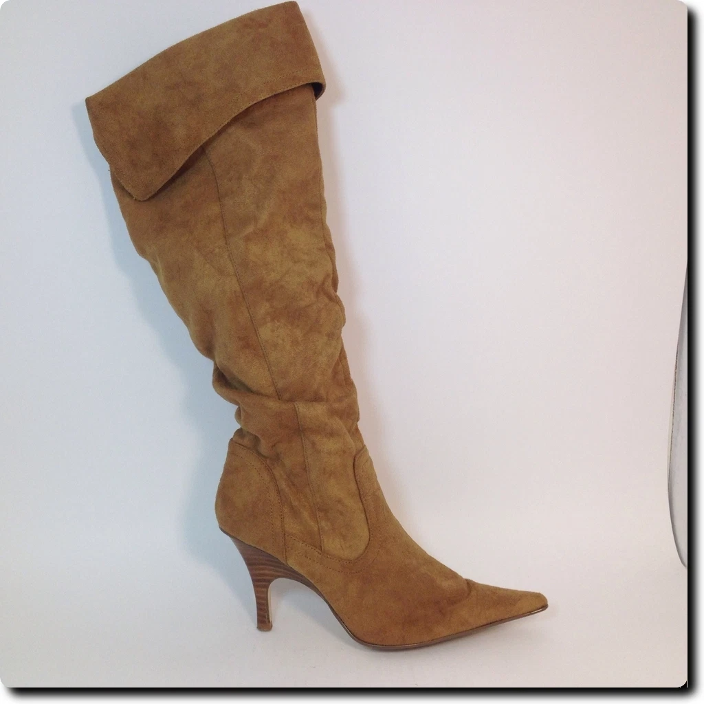 Light brown top high heel boots