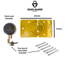 GEAR GUARD HEAVY DUTY VAN LOCK PADLOCK & HASP SET DOOR 75mm LOCK + NUTS BOLTS
