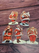 VTG 1987 5 Die Cut Double Sided Santa Claus Christmas Ornament Merrimack