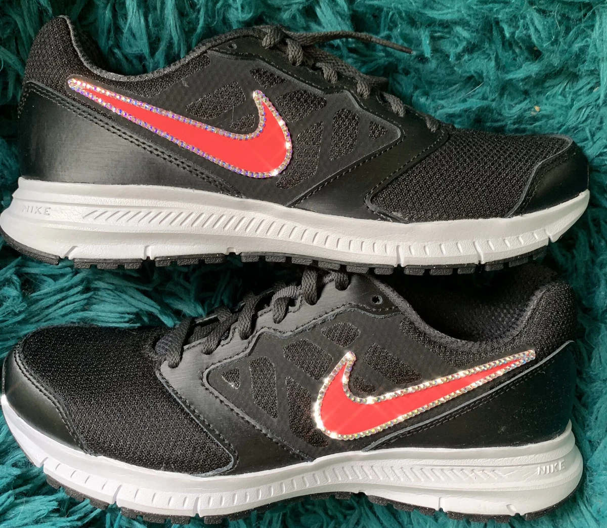 NEW BLING CUSTOM Nike Womens Downshifter 6 Black Pink Running