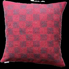 Handmade Embroidered Kantha Stitch Throw Pillow Cover Cotton Silk AB-PC06