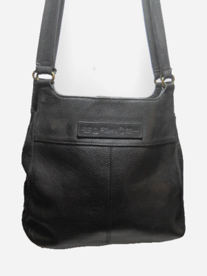 カバン Fossil 75082 Black Pebbled Leather Roomy Seven- Compartment