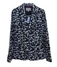 banana republic woman blazer 4 black/white floral 78 cotton blended 140