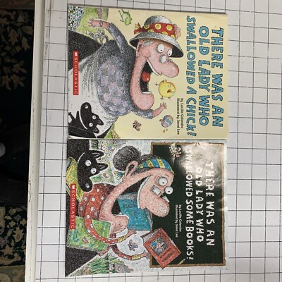 There Was an Old Lady Who Swallowed Books Lot Of Two Books By  Lucille Colandro