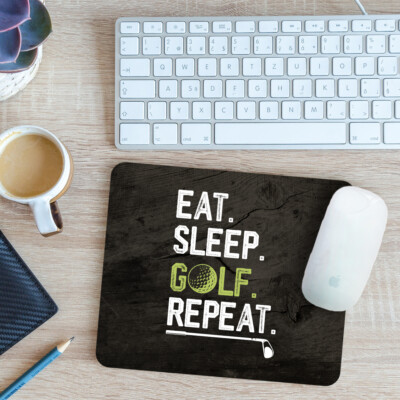 Eat Sleep Golf Repeat Mausmatte Pad lustiges Hole in One Geschenk 24 cm x 19 cm