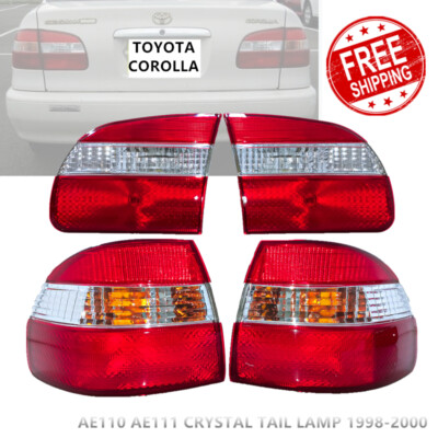 NEW Toyota Corolla AE110 AE111 Rear Crystal Tail Lights Lamps w/ Reflector 98-00