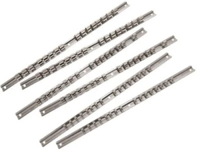 Ullman Steel Socket Rail Set Organizer Holder 6pc 1/4 3/8 1/2 Metric SAE USA