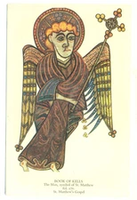 Postcard Book of Kells, The Man, symbol of St. Matthew VTG VPC03.