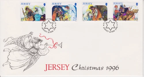 Unaddressed Jersey FDC First Day Cover 1996 Christmas Set