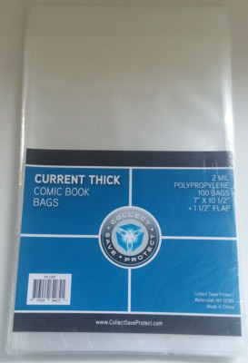 (100) CSP Current Thick Comic Book Bags No PVC New NIP 7x10 1/2