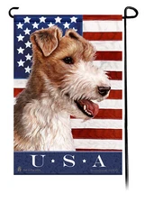Wirehair Fox Terrier True Blue Patriotic Flag