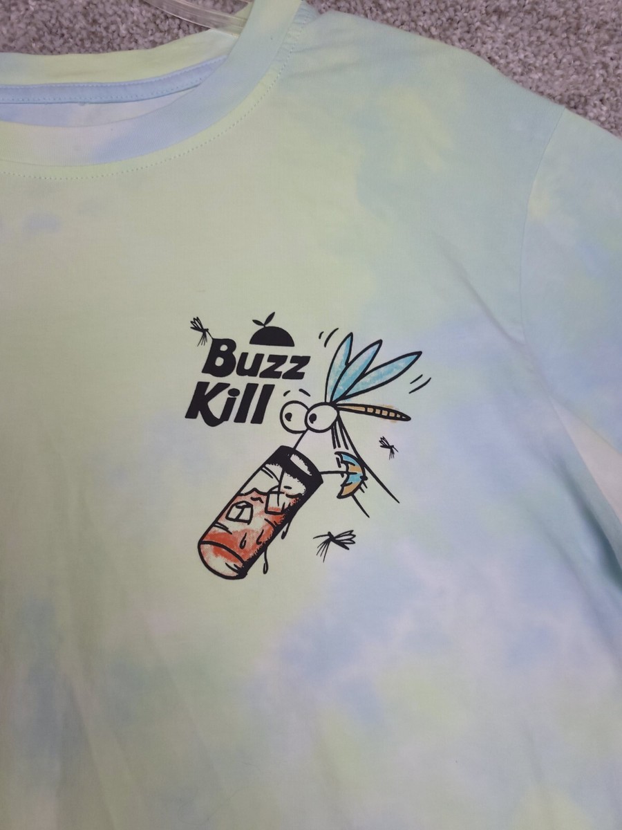 Flomotion Tie Dye Medium T Shirt Blue Green Yellow Buzz Kill Drink Mosquito View 2