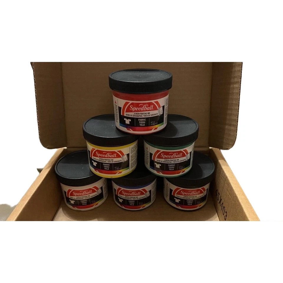 Juego de tintas de tela Speedball 6 colores serigrafía 4 OZ LEER Foto 3 de 3