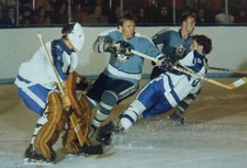 PHOTO PRINT HOCKEY JACQUES PLANTE VS GLENN SITHER  PITTSBURGH PENGUINS