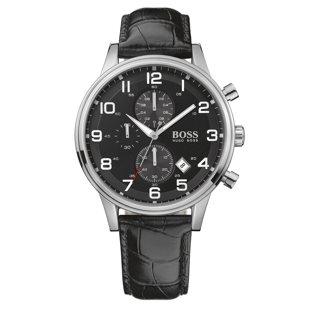 Hugo Boss 1512448 Gents Black Leather 44mm Stainless Steel Case