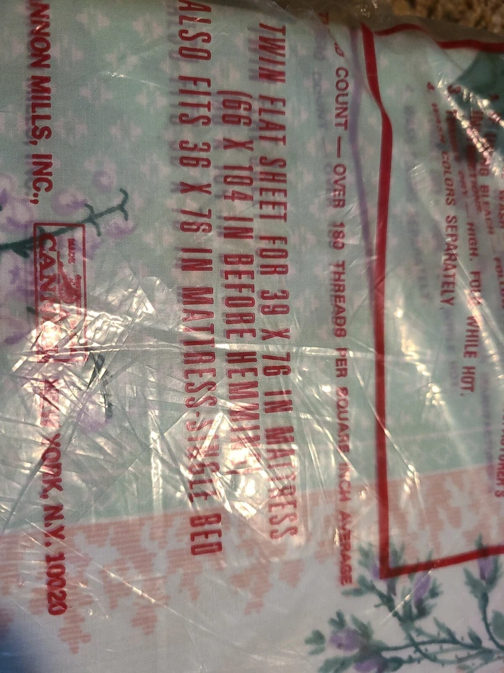 Sábana plana gemela percal irregular cañón vintage nueva de colección ¿cortinas florales EE. UU.? Foto 4 de 4