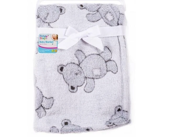 FIRST STEPS Neugeborenes Baby weiches Vlies Teddy Decke Kinderwagen Krippe Moses Korb