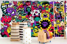 3D Monster Graffiti Wallpaper Wall Mural Removable Self-adhesive Sticker 150