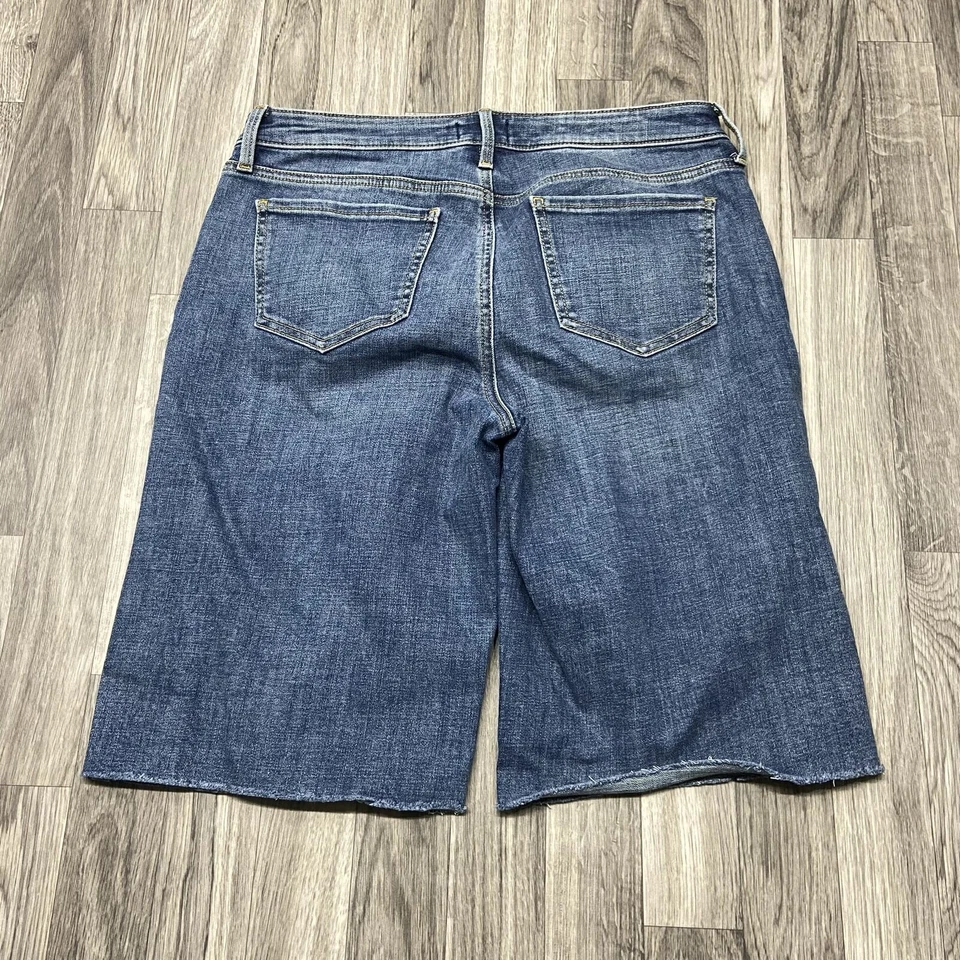 NYDJ Mid Rise Dark Wash Blue Denim Cut Off Jean Shorts Women's Size 8 - Image 4 of 4