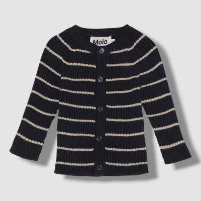 $55 Molo Baby's Girl's Blue Stripe Bendix Cardigan Sweater Size US 6M