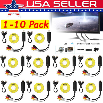 USB 2.0 Audio Video VHS to DVD VCR PC Converter Adapter Digital Capture Card Lot
