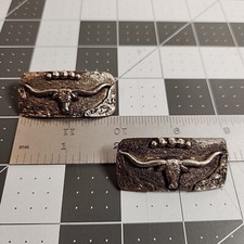 2 Longhorn Conchos   Rustic Cast Iron with Polished Finish. 2"x7/8"