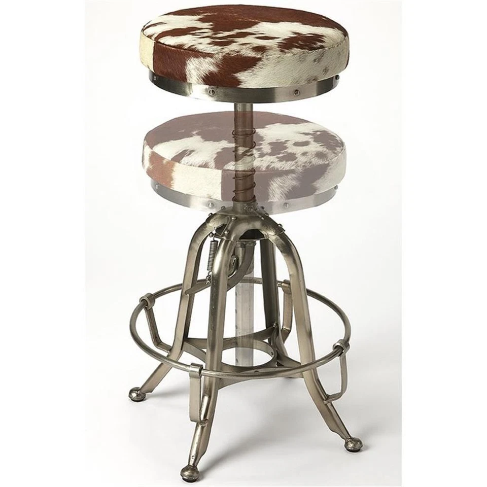 Home Square 3 Piece  Adjustable Bar Stool Set in Brown and Silver - Image 4 of 4