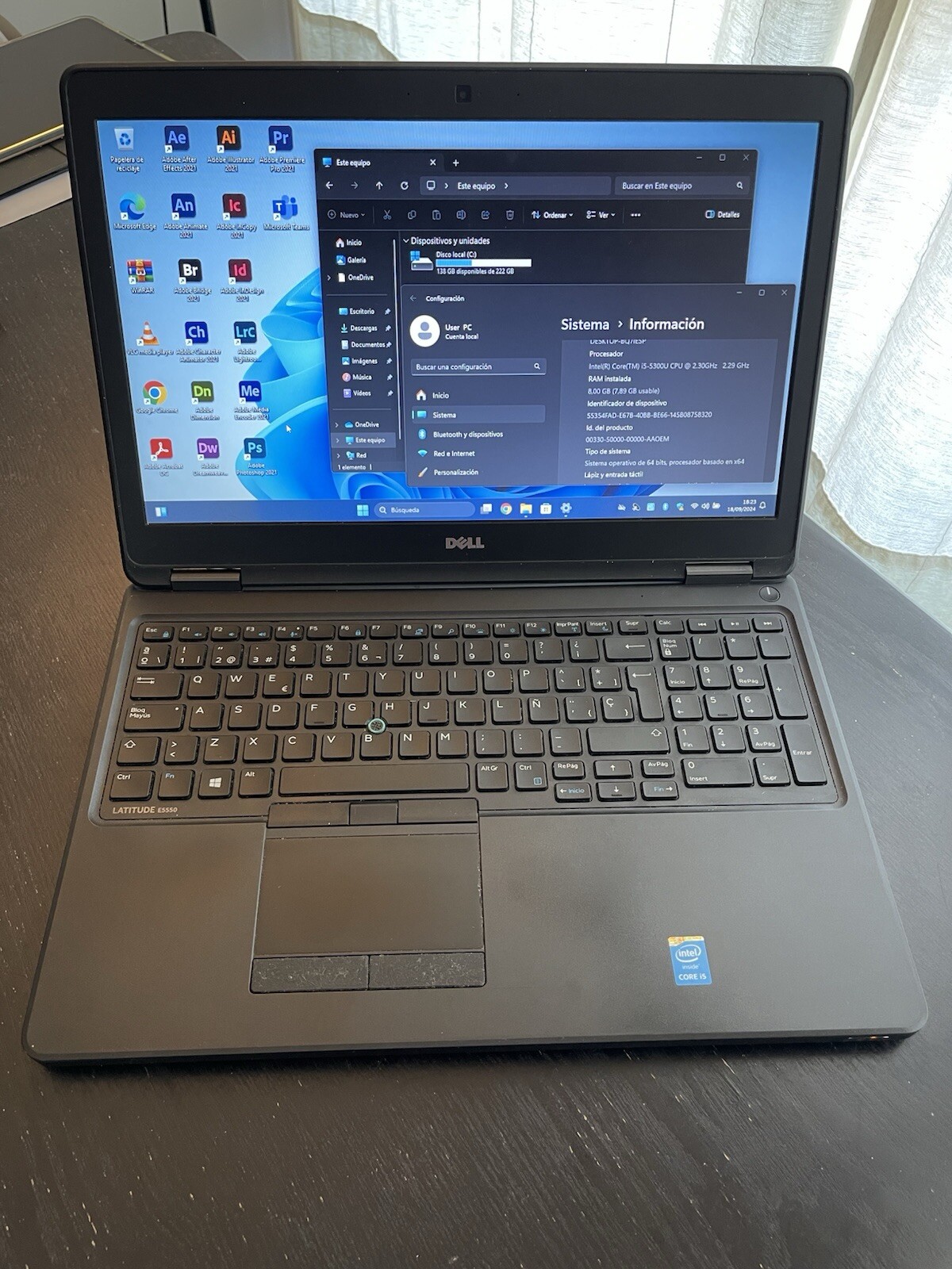 Portátil Dell latitude E5550 i5 256gb ssd 8gb ram