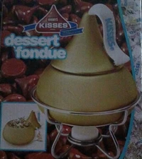 Hershey's Kisses Ceramic Dessert Fondue  w/ Fondue Forks & Candle Brand New Gold