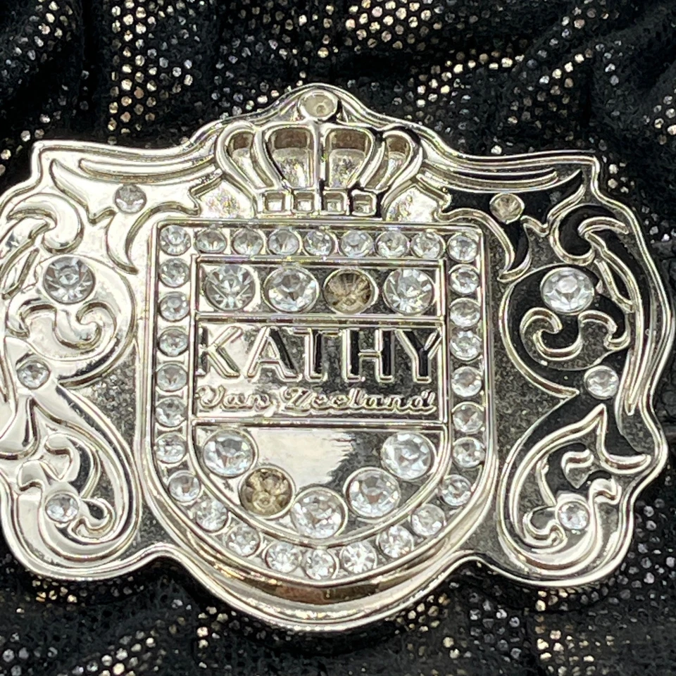 Kathy Van Zeeland Rhinestone Studded Leopard Print Hobo Bag Bling 80's READ - Image 3 of 4