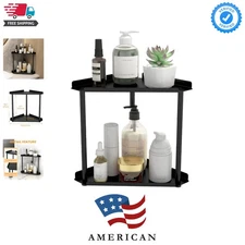 Versatile 2-Tier Skincare & Makeup Organizer - Stylish Black Bathroom Storage