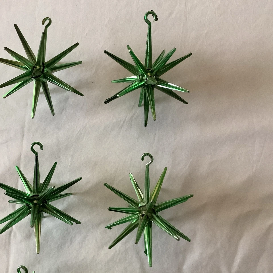 Set Of 6 Green Vintage MCM Bradford Exchange Starlite/Sputnik Ornaments - Image 4 of 4