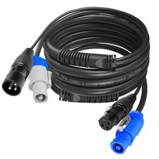 10 FT 3 Pin DMX And Power Con Combo Link Cable 14AWG Male To Female Cord