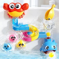 7 In 1 Kids Bath Toy Set Shower Bathtub Crab Whale Fish Slide Track Water Play