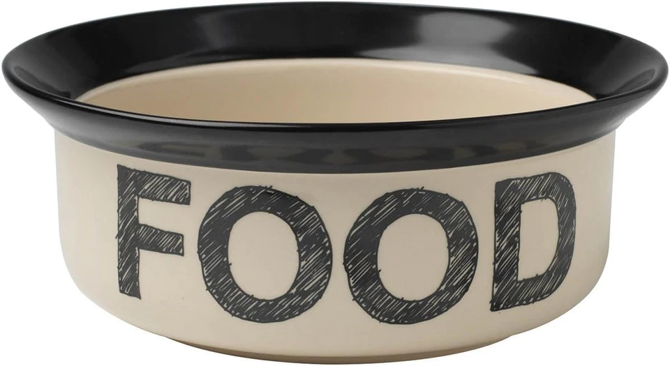 Elegante cuenco de gres de 8 pulgadas para perros con diseño de impresión de pata - apto para lavavajillas Foto 2 de 3