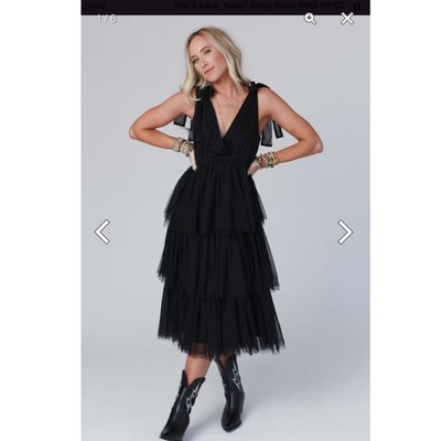 knee length dresses for ladies PRETTYGARDEN Women's Tulle Midi Dress Sleeveless Smocked Ruffle Mesh F main image 0