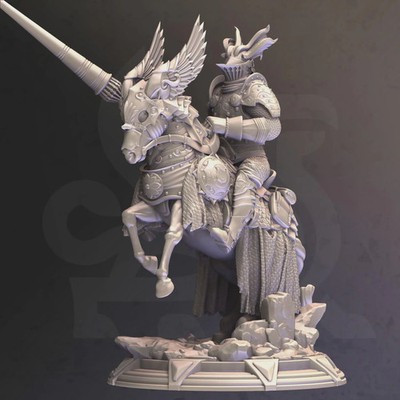 Mounted Human Paladin Miniature Sir Brax Attican 32mm Unpainted Resin Mini DnD