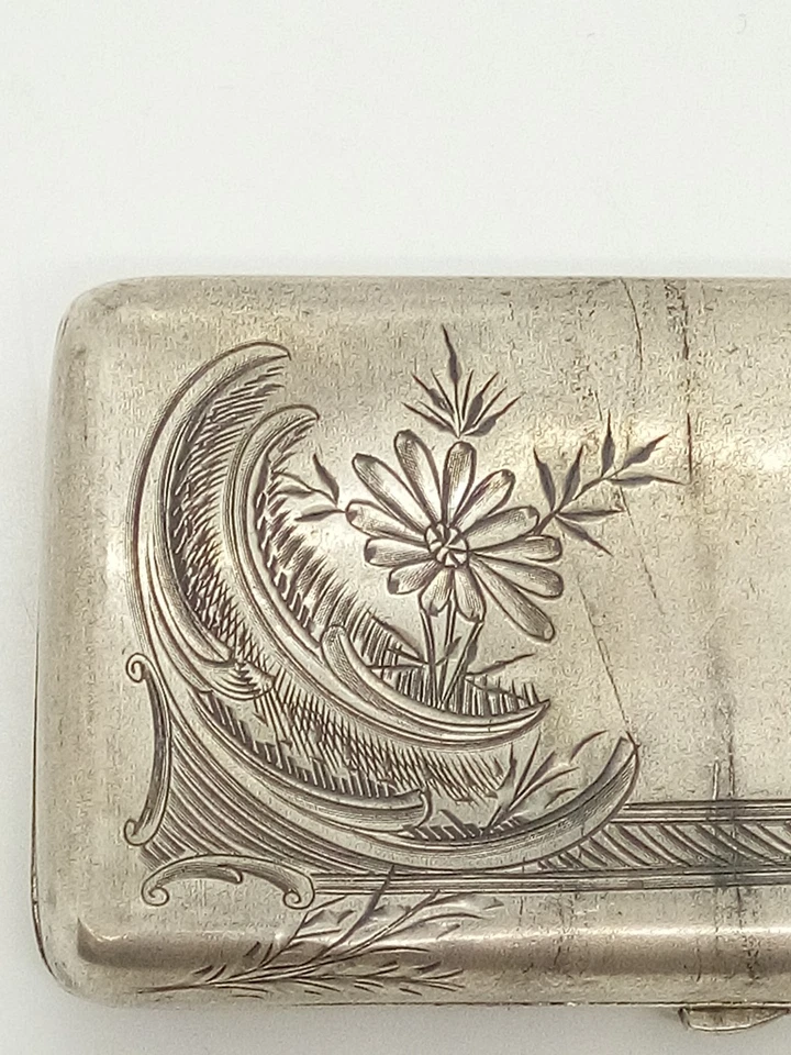 Редкий царский русский серебряный футляр для карт, ручная гравировка 84 золотника, конец 19 века. - Изображение 4 из 4