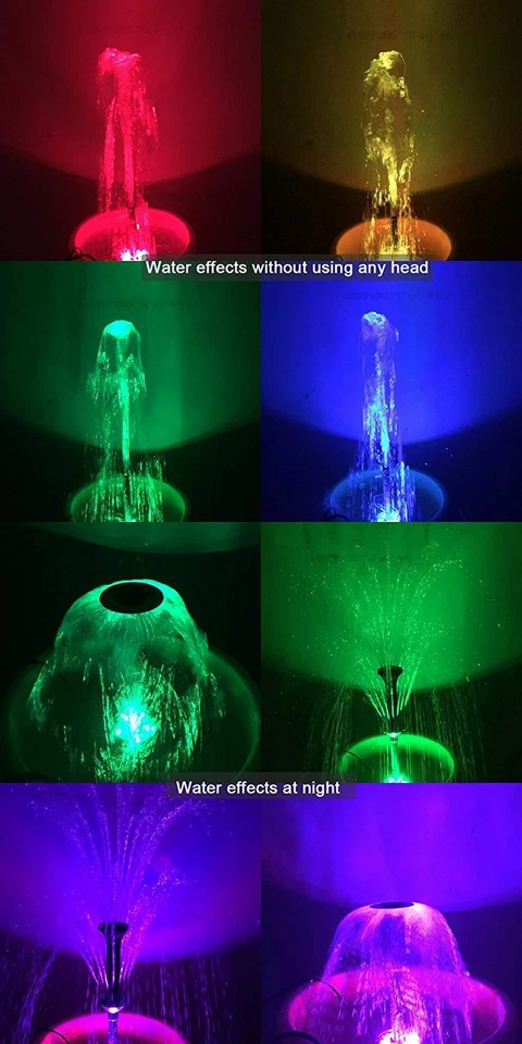 730GPH (2800L/H, 110V/55W) Submersible Pump Fountain with RGB Color Changing ... - Image 2 of 4