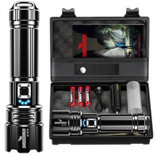 10000 High Lumens Rechargeable Flashlight 30W Super Bright LED Torch Black